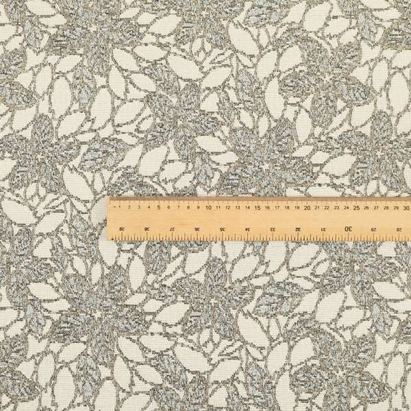 Outlined Floral Theme Pattern In Grey Colour Chenille Jacquard Furniture Fabric JO-741 - Roman Blinds