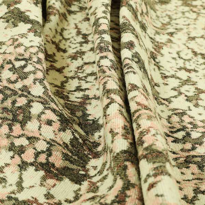 Garden Of Flowers In Abstract Pattern Grey Brown Pink Colour Chenille Fabric JO-743 - Roman Blinds