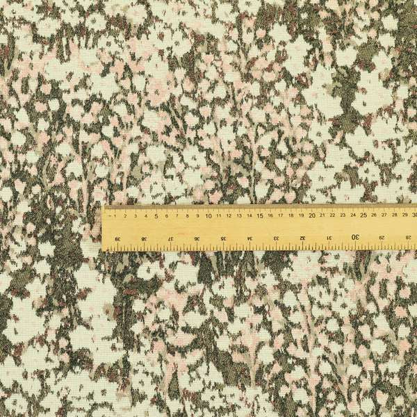 Garden Of Flowers In Abstract Pattern Grey Brown Pink Colour Chenille Fabric JO-743 - Made To Measure Curtains