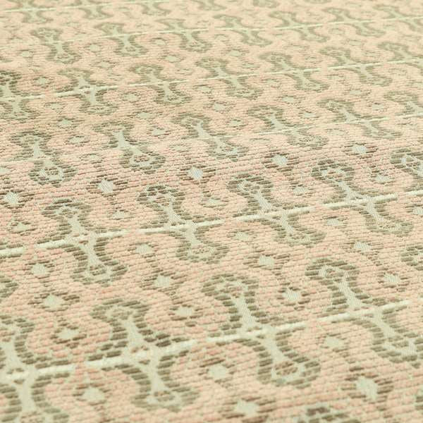 Geometric Pattern Pink Brown Chenille Upholstery Fabric JO-745