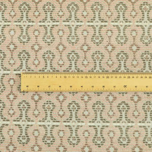 Geometric Pattern Pink Brown Chenille Upholstery Fabric JO-745 - Made To Measure Curtains