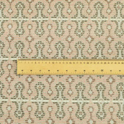 Geometric Pattern Pink Brown Chenille Upholstery Fabric JO-745 - Made To Measure Curtains