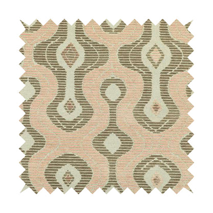 Geometric Large Pattern Pink Brown Chenille Upholstery Fabric JO-746 - Made To Measure Curtains