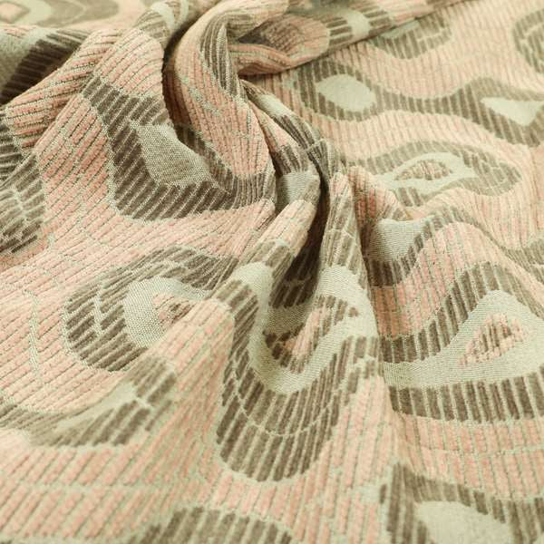 Geometric Large Pattern Pink Brown Chenille Upholstery Fabric JO-746 - Made To Measure Curtains