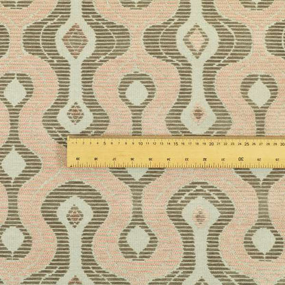 Geometric Large Pattern Pink Brown Chenille Upholstery Fabric JO-746 - Made To Measure Curtains