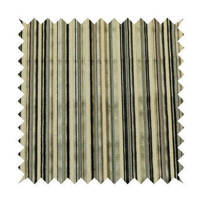 Striped Pattern In Black Grey Colour Velvet Upholstery Fabric JO-748