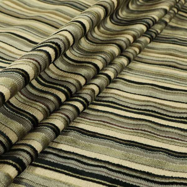 Striped Pattern In Black Grey Colour Velvet Upholstery Fabric JO-748 - Made To Measure Curtains