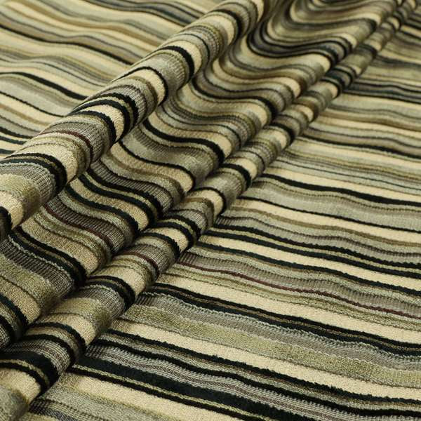 Striped Pattern In Black Grey Colour Velvet Upholstery Fabric JO-748