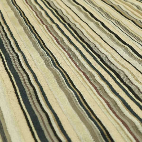 Striped Pattern In Black Grey Colour Velvet Upholstery Fabric JO-748 - Made To Measure Curtains