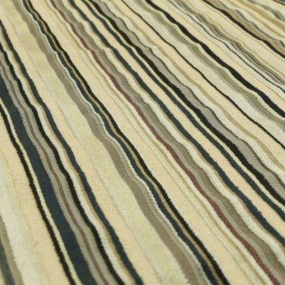 Striped Pattern In Black Grey Colour Velvet Upholstery Fabric JO-748