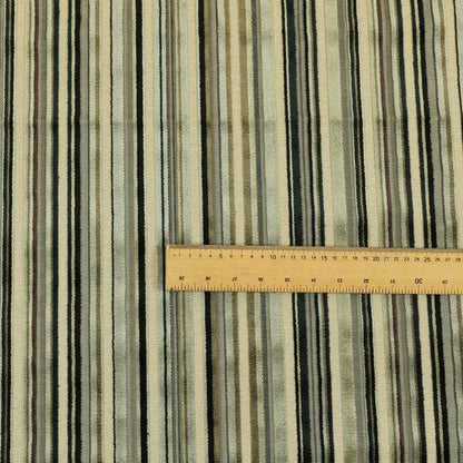 Striped Pattern In Black Grey Colour Velvet Upholstery Fabric JO-748 - Roman Blinds