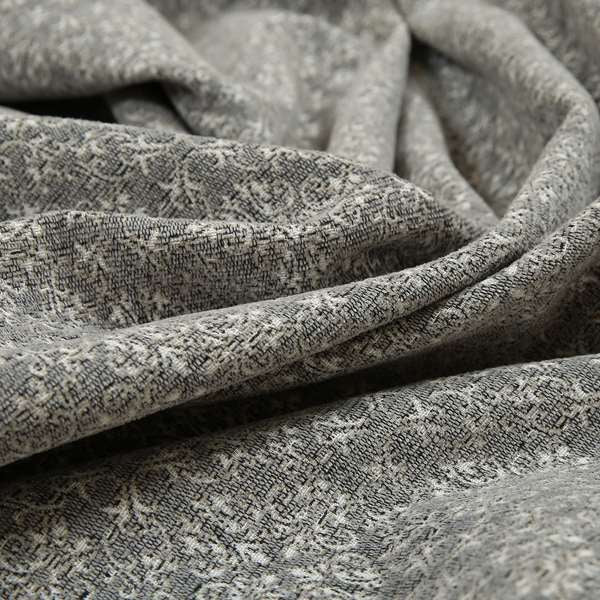 Victoria Medallion Design Fabric In Grey Woven Soft Chenille Furnishing Fabric JO-75 - Roman Blinds