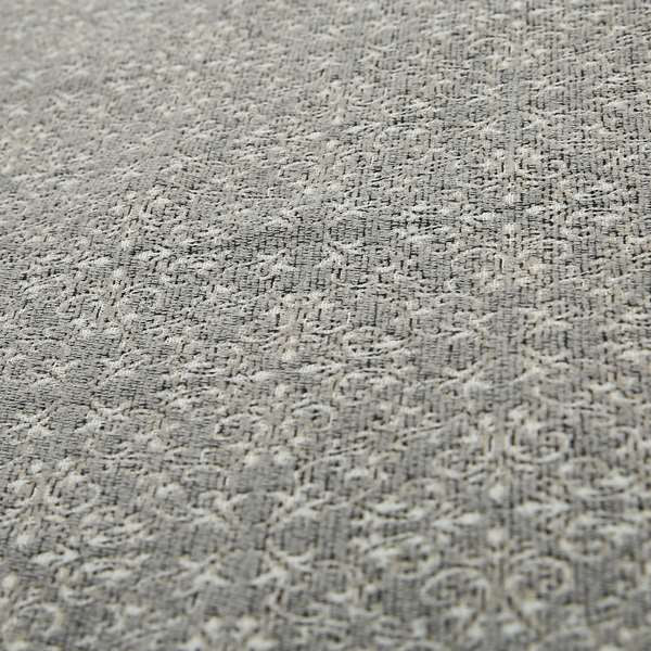 Victoria Medallion Design Fabric In Grey Woven Soft Chenille Furnishing Fabric JO-75