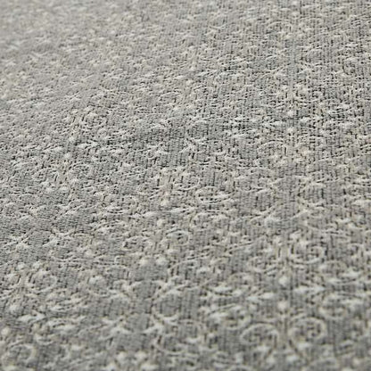 Victoria Medallion Design Fabric In Grey Woven Soft Chenille Furnishing Fabric JO-75 - Made To Measure Curtains