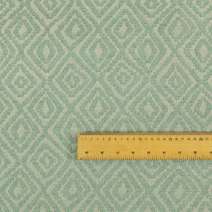 Geometric Diamond Modern Pattern In Light Blue Colour Chenille Upholstery Fabric JO-750 - Made To Measure Curtains