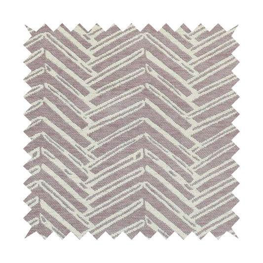 Cream Pink Colour Arrow Striped Pattern Chenille Upholstery Fabric JO-751