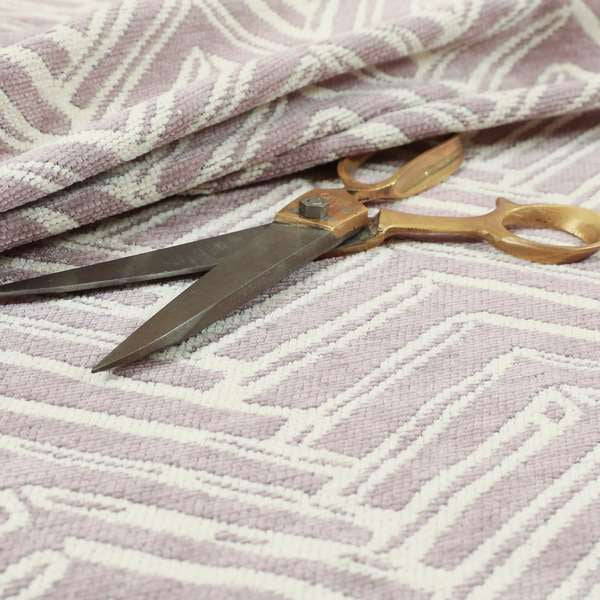 Cream Pink Colour Arrow Striped Pattern Chenille Upholstery Fabric JO-751 - Roman Blinds