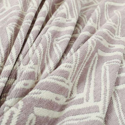 Cream Pink Colour Arrow Striped Pattern Chenille Upholstery Fabric JO-751 - Handmade Cushions