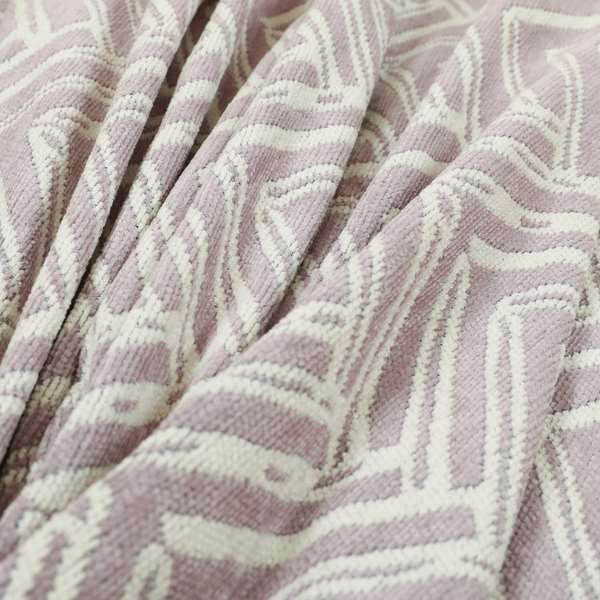 Cream Pink Colour Arrow Striped Pattern Chenille Upholstery Fabric JO-751 - Made To Measure Curtains