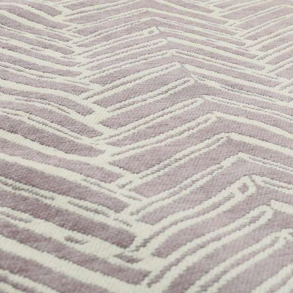 Cream Pink Colour Arrow Striped Pattern Chenille Upholstery Fabric JO-751 - Roman Blinds