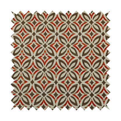 Star Shape Modern Pattern In Brown Red Orange Colour Chenille Upholstery Fabric JO-752 - Roman Blinds