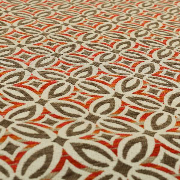 Star Shape Modern Pattern In Brown Red Orange Colour Chenille Upholstery Fabric JO-752 - Roman Blinds