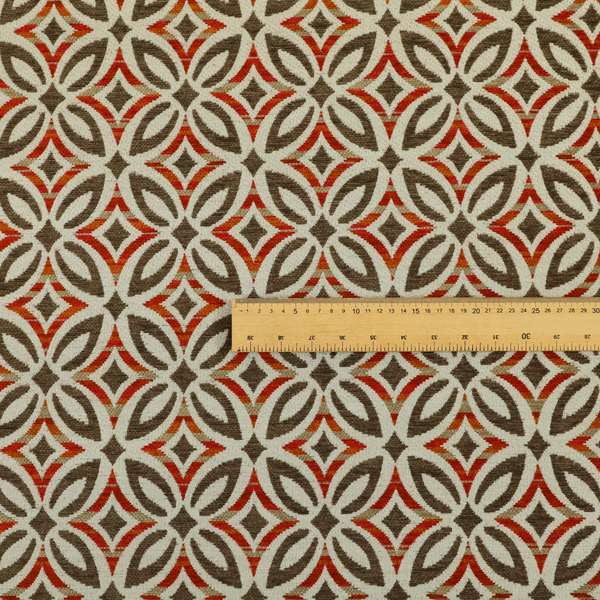 Star Shape Modern Pattern In Brown Red Orange Colour Chenille Upholstery Fabric JO-752 - Roman Blinds