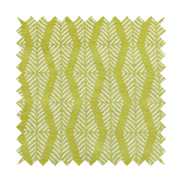 Cream Green Colour Modern Vertical Wave Pattern Chenille Upholstery Fabric JO-754 - Made To Measure Curtains