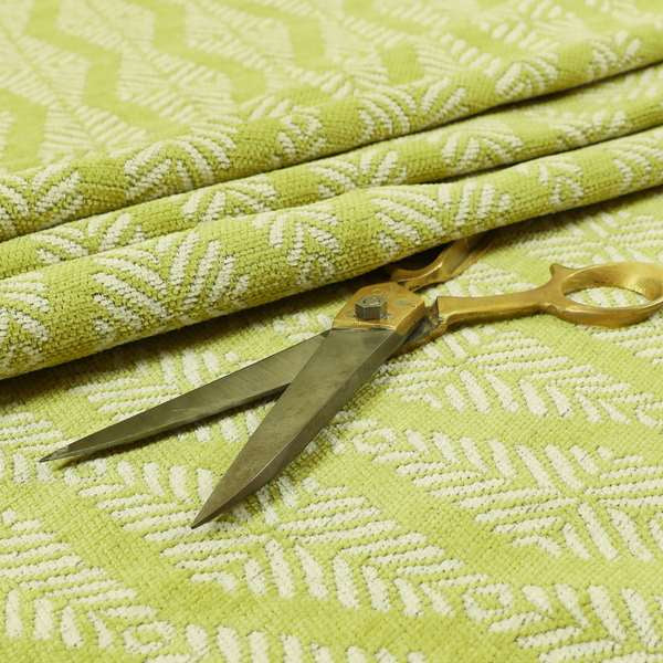 Cream Green Colour Modern Vertical Wave Pattern Chenille Upholstery Fabric JO-754 - Made To Measure Curtains