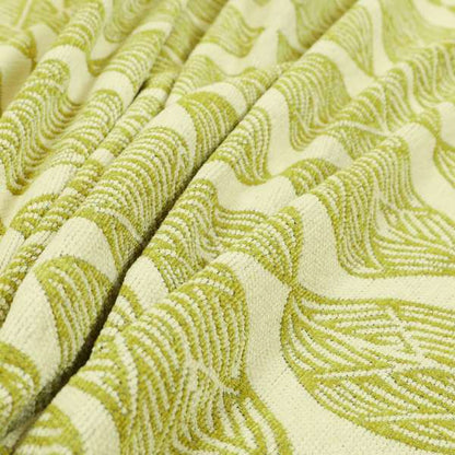 Cream Green Colour Uniformed Leaf Pattern Chenille Upholstery Fabric JO-755 - Roman Blinds