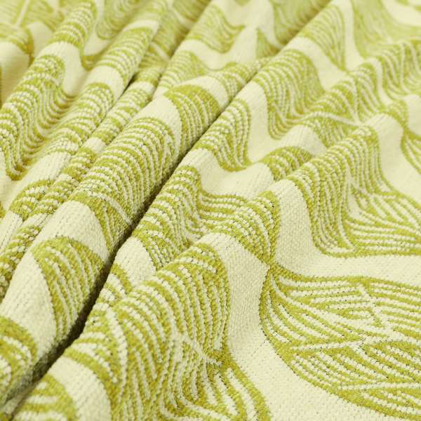 Cream Green Colour Uniformed Leaf Pattern Chenille Upholstery Fabric JO-755 - Made To Measure Curtains