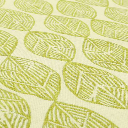 Cream Green Colour Uniformed Leaf Pattern Chenille Upholstery Fabric JO-755 - Roman Blinds