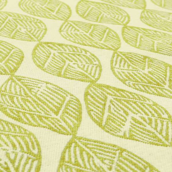 Cream Green Colour Uniformed Leaf Pattern Chenille Upholstery Fabric JO-755