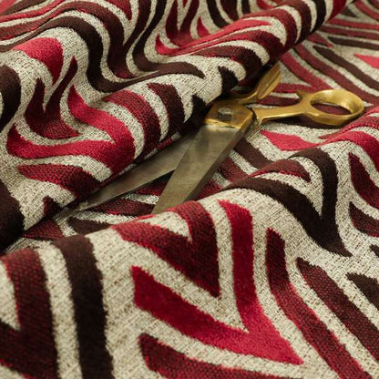 Modern Geometric Pattern In Pink Burgundy Colour Velvet Upholstery Fabric JO-756 - Roman Blinds