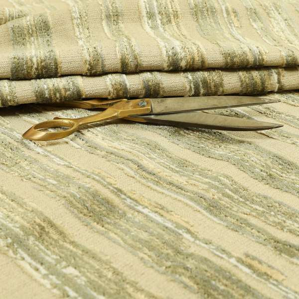 Faded Stripe Pattern In Green Colour Velvet Upholstery Fabric JO-758 - Made To Measure Curtains