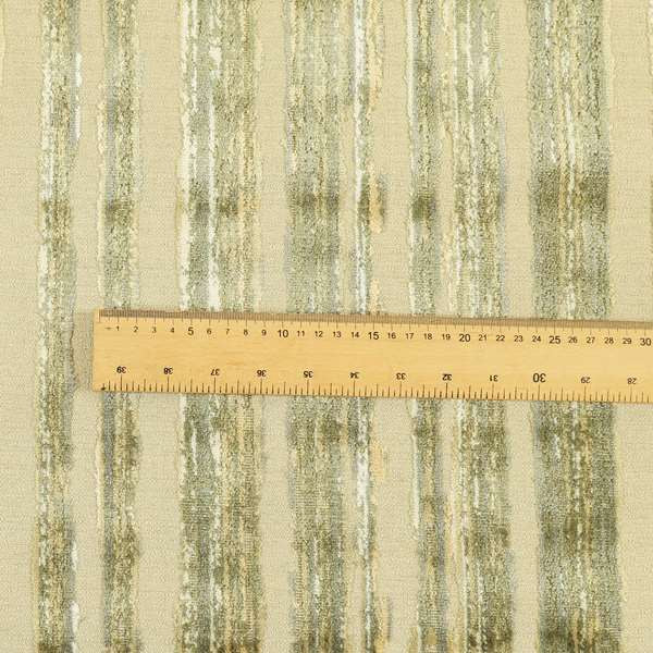 Faded Stripe Pattern In Green Colour Velvet Upholstery Fabric JO-758 - Roman Blinds