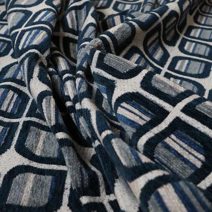 Uniformed Pattern In Blue Colour Chenille Upholstery Fabric JO-762