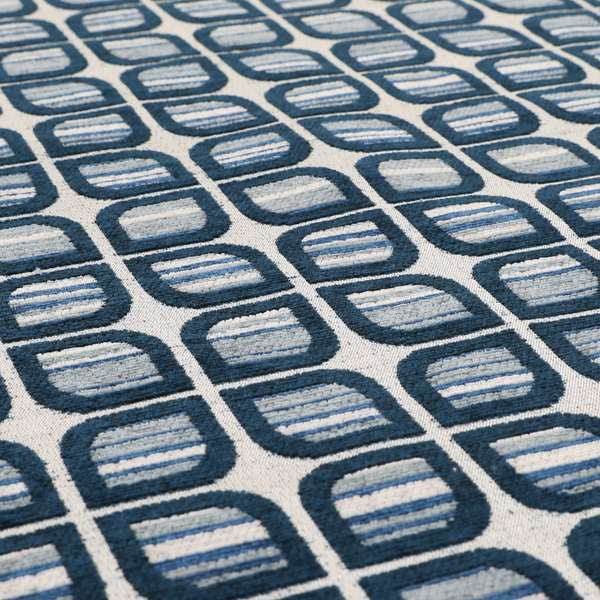 Uniformed Pattern In Blue Colour Chenille Upholstery Fabric JO-762 - Roman Blinds