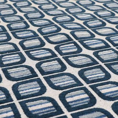 Uniformed Pattern In Blue Colour Chenille Upholstery Fabric JO-762 - Made To Measure Curtains