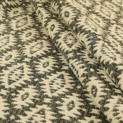 Aztec Kilim Pattern In Grey Colour Chenille Jacquard Furniture Fabric JO-763 - Made To Measure Curtains