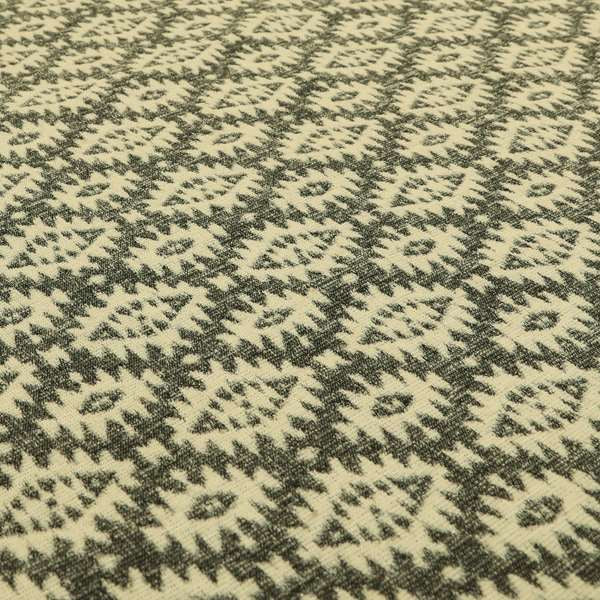 Aztec Kilim Pattern In Grey Colour Chenille Jacquard Furniture Fabric JO-763 - Made To Measure Curtains