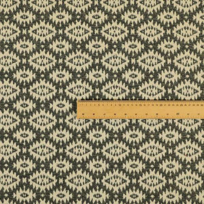 Aztec Kilim Pattern In Grey Colour Chenille Jacquard Furniture Fabric JO-763 - Made To Measure Curtains