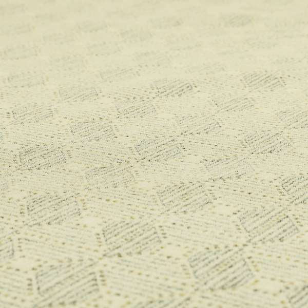 Cream Blue Colour Square Geometric Pattern Chenille Upholstery Fabric JO-764 - Roman Blinds