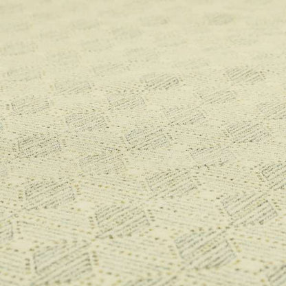 Cream Blue Colour Square Geometric Pattern Chenille Upholstery Fabric JO-764 - Made To Measure Curtains