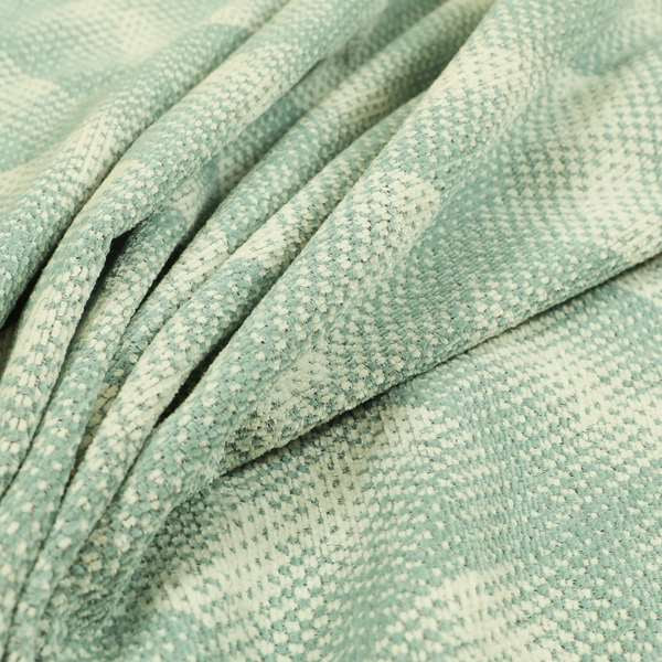 Blue Cream Colour Modern Faded Square Geometric Wave Pattern Chenille Upholstery Fabric JO-765