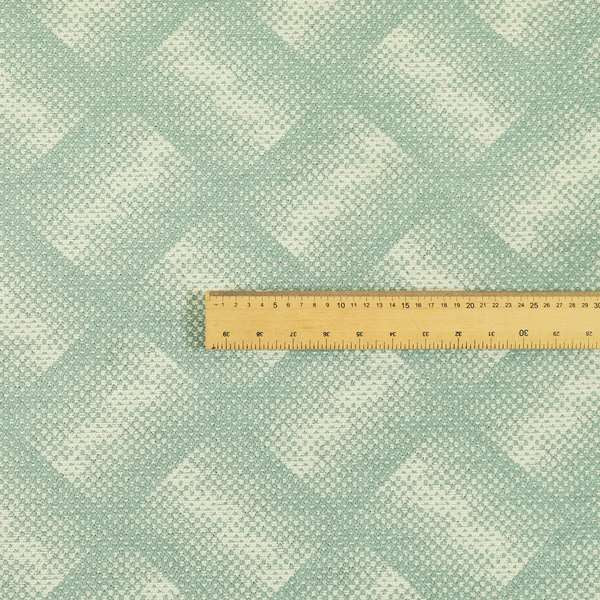 Blue Cream Colour Modern Faded Square Geometric Wave Pattern Chenille Upholstery Fabric JO-765 - Made To Measure Curtains