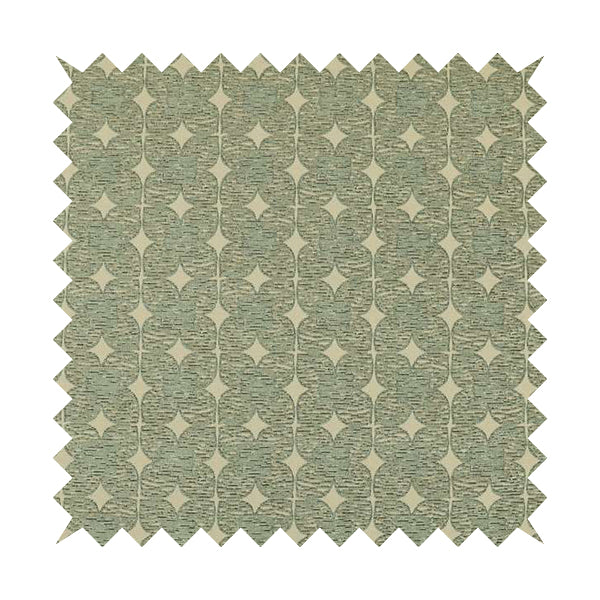 Four Clover Flower Geometric Pattern In Blue Colour Chenille Upholstery Fabric JO-770 - Roman Blinds