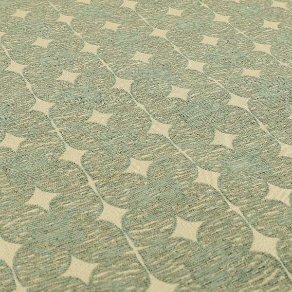 Four Clover Flower Geometric Pattern In Blue Colour Chenille Upholstery Fabric JO-770 - Roman Blinds