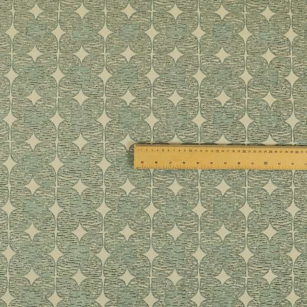 Four Clover Flower Geometric Pattern In Blue Colour Chenille Upholstery Fabric JO-770 - Roman Blinds