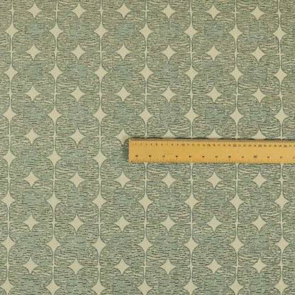 Four Clover Flower Geometric Pattern In Blue Colour Chenille Upholstery Fabric JO-770 - Roman Blinds